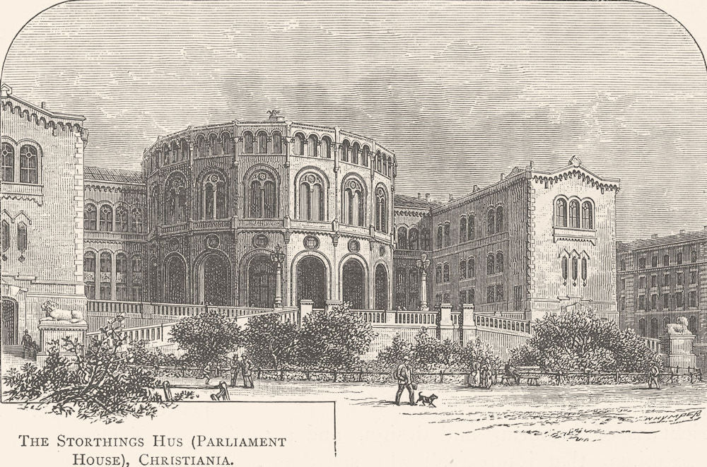 NORWAY. The Storthings-Hus (Parliament House), Christiania 1890 old print